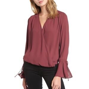 Trouve Surplice Tie Sleeve Top
